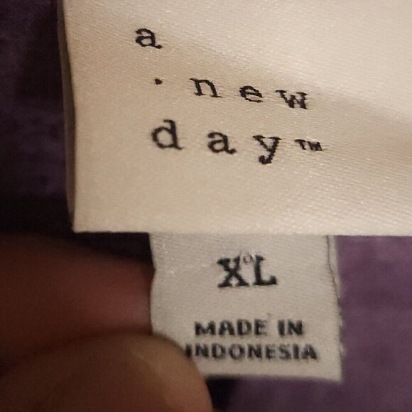 A New Day Purple Floral Cropped Balloon Sleeve Blouse XL - Picture 5 of 6